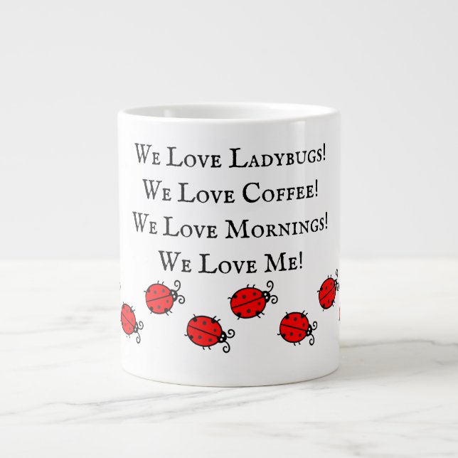 Adorable Ladybug Jumbo Coffee Cup! Large Coffee Mug (Front)