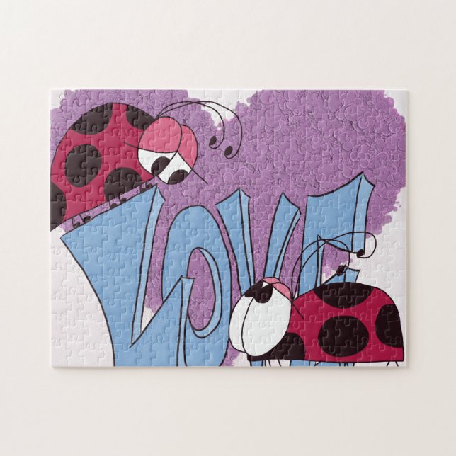 Adorable Ladybug Love Cartoon Jigsaw Puzzle (Horizontal)