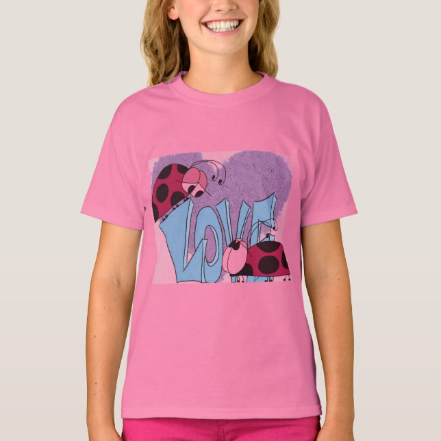 Adorable Ladybug Love Cartoon T-Shirt (Front)