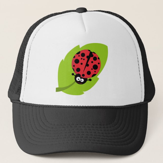 Adorable Ladybug on a Leaf Trucker Hat (Front)
