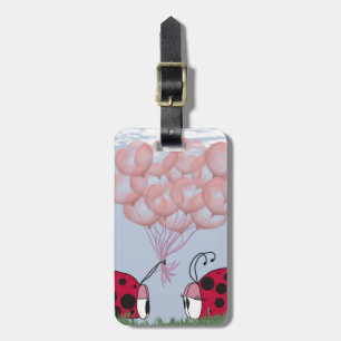 Adorable Ladybug With Pretty Pink Balloon Bouquet Luggage Tag