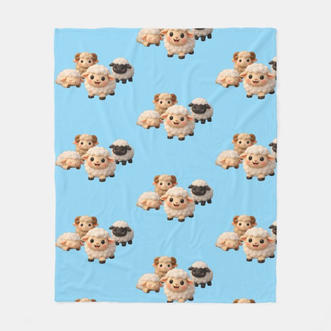 Adorable Lambs  Fleece Blanket (Front)