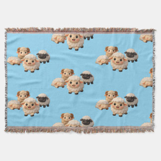 Adorable Lambs  Throw Blanket