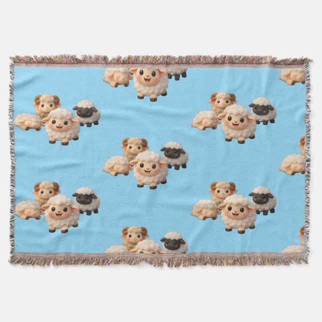 Adorable Lambs  Throw Blanket (Front)
