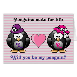 Adorable Lesbian Penguins Two Brides Heart Hat
