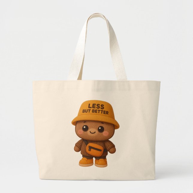 Adorable "Less But Better" Bear Eco-Friendly Tote (Front)