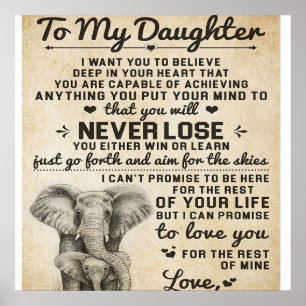 Adorable Letter To Daughter Lovely Gift Poster