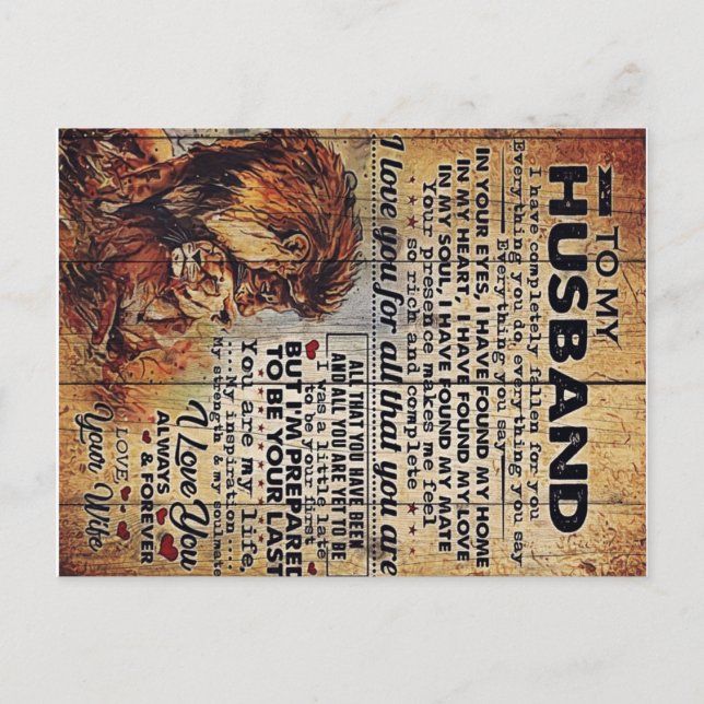 Adorable Letter To Husband | Lovely Gift To My Man Announcement Postcard (Front)