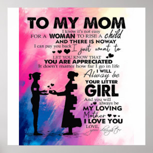 Adorable Letter To Mum   Lovely Gift To My Mum Poster