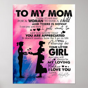 Adorable Letter To Mum   Lovely Gift To My Mum Poster