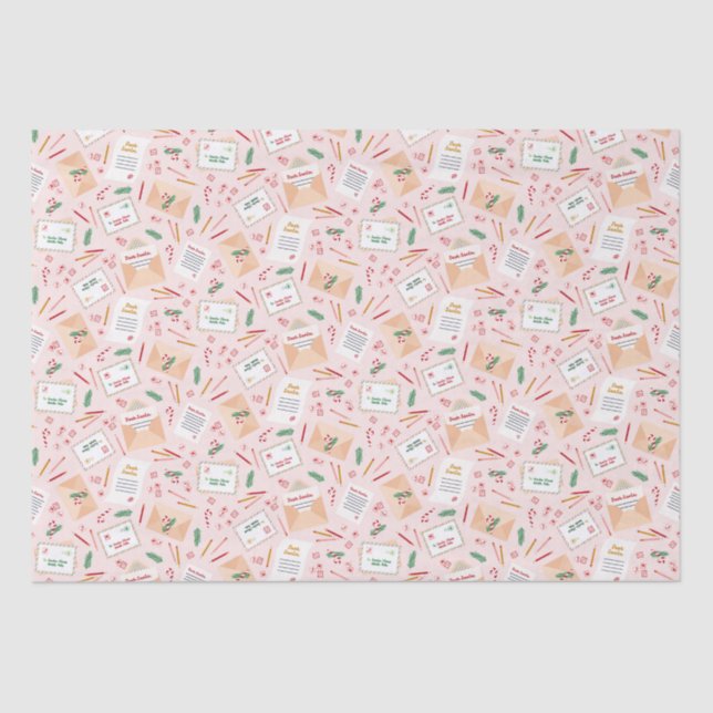 Adorable Letters to Santa Mail Christmas Pattern Tissue Paper (Front)