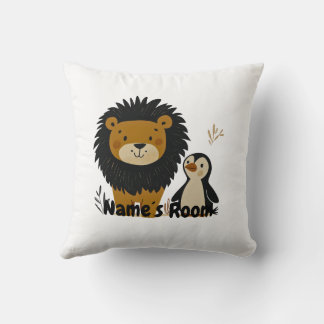 Adorable Lion and Penguin for Kids Room Decor Cushion
