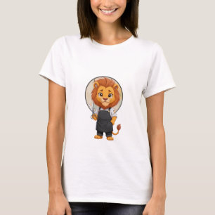 Adorable Lion Barber Cartoon Character T-Shirt