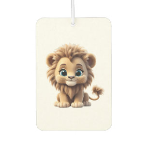 Adorable Lion Cub Sitting Portrait Illustration Car Air Freshener