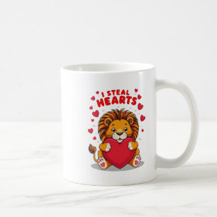 "Adorable Lion 'I Steal Hearts' Valentine's Gift Coffee Mug