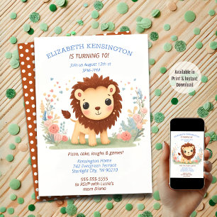 Adorable Lion Themed Birthday Party for Kids Invitation