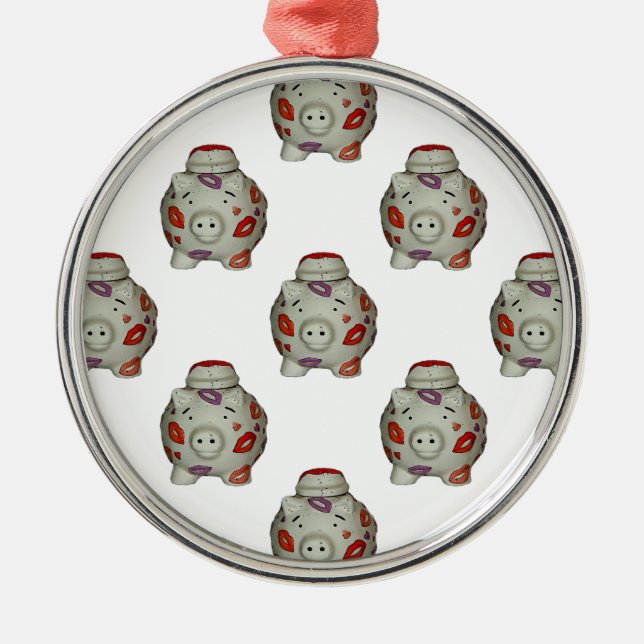 Adorable Lipstick Pig Metal Tree Decoration (Front)