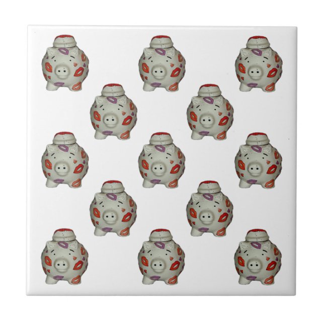 Adorable Lipstick Pig Tile (Front)