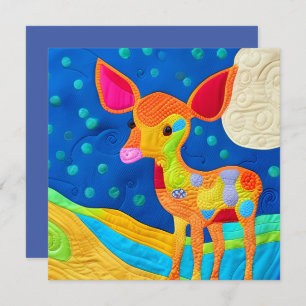 Adorable Little Baby Deer - Quilt-Like Design Card