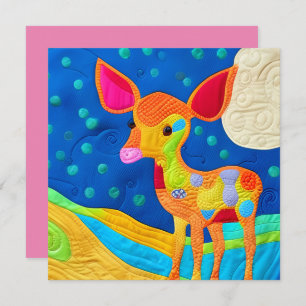 Adorable Little Baby Deer - Quilt-Like Design Card