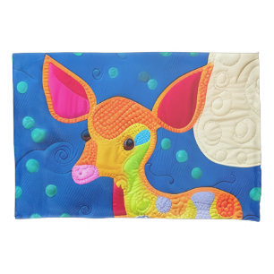 Adorable Little Baby Deer - Quilt-Like Design Pillowcase