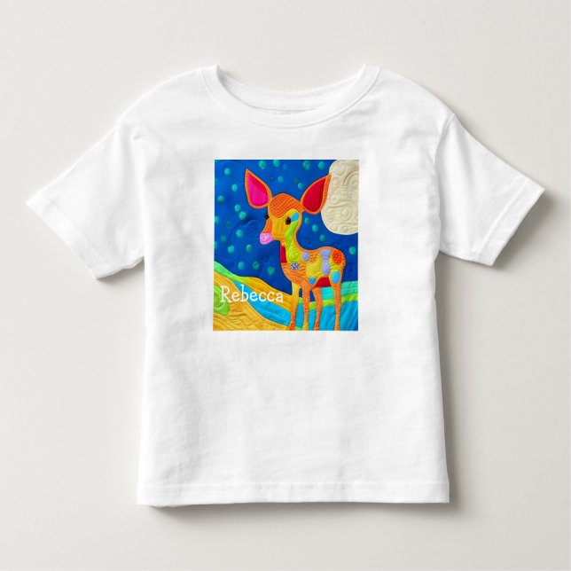 Adorable Little Baby Deer - Quilt-Like Design Toddler T-Shirt (Front)
