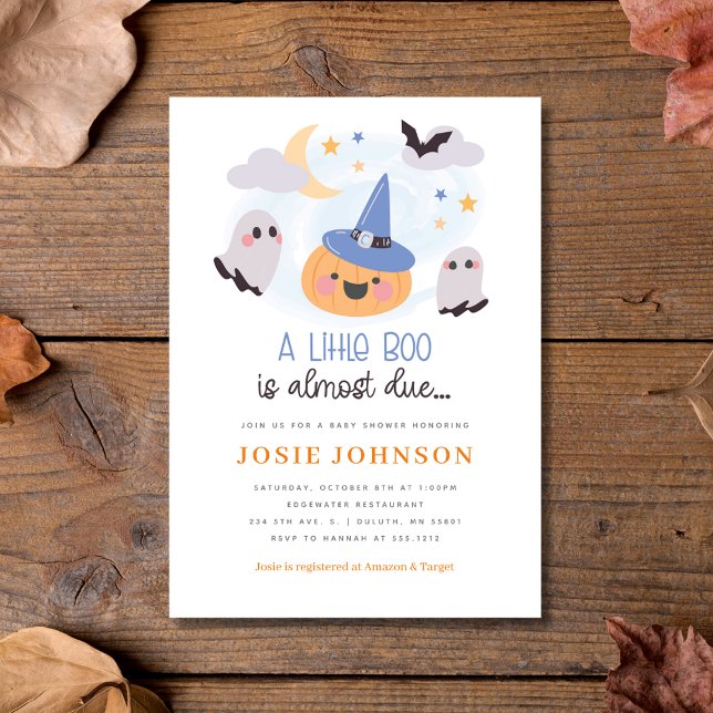 Adorable Little Boo Halloween Baby Shower Invitation (Adorable Little Boo Halloween Baby Shower Invitation)