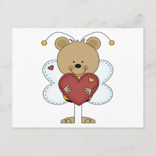 adorable little bumble bear holding a love heart postcard