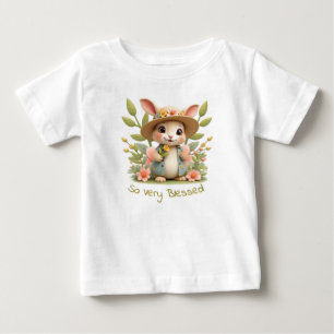 Adorable Little Bunny With Flowers Baby T-Shirt