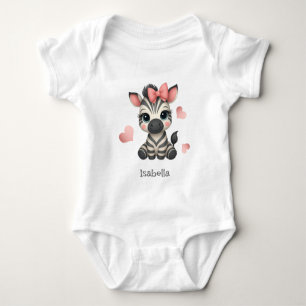 Adorable little cartoon zebra baby bodysuit