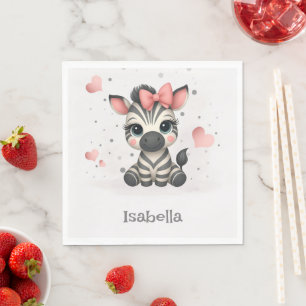 Adorable little cartoon zebra  napkin