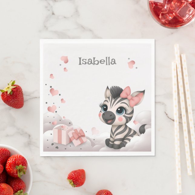 Adorable little cartoon zebra  napkin (Insitu)