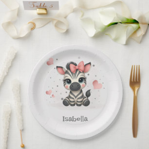 Adorable little cartoon zebra  paper plate
