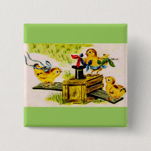 adorable little chick magician 15 cm square badge