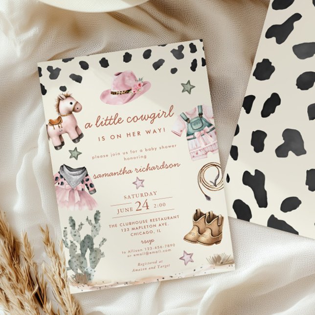 Adorable Little Cowgirl is on way girl baby shower Invitation (Creator Uploaded)