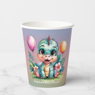 Adorable Little Dinosaur Baby Shower Paper Cups