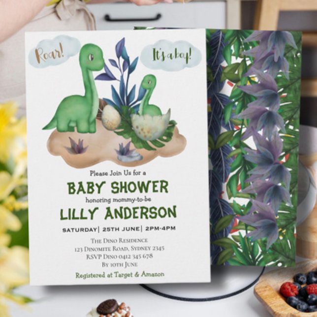 Adorable little Dinosaurs party! Roar! Baby Shower Invitation (Creator Uploaded)
