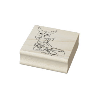 Adorable Little Dragon with Jewel Rubber Stamp