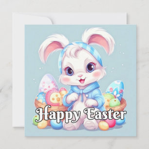 Adorable Little Easter Bunny Rabbit Holiday Card