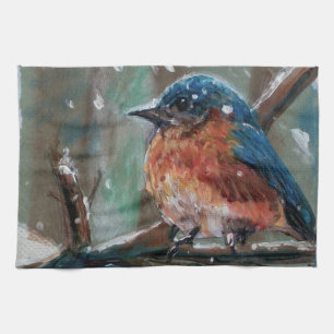 Adorable Little Eastern Bluebird Song Bird Tea Towel