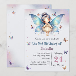 Adorable little fairy birthday invitation