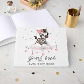 Adorable little female zebra guest book