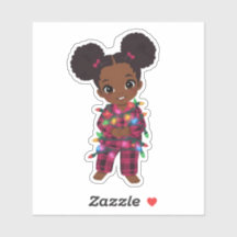 Adorable Little Girl in Christmas Pajamas Wrapped