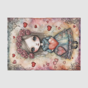 Adorable Little Girl - Valentines Day - Decoupage  Tissue Paper