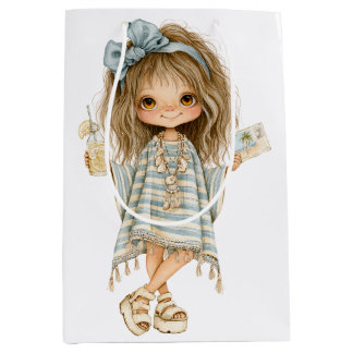 ADORABLE LITTLE GIRL WITH A SUMMER THEME MEDIUM GIFT BAG