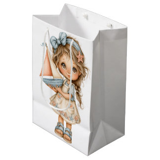 ADORABLE LITTLE GIRL WITH A SUMMER THEME MEDIUM GIFT BAG