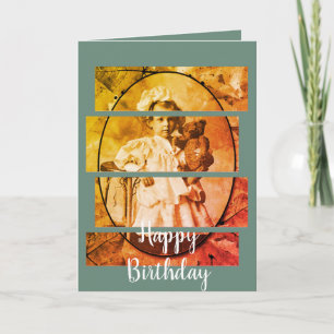 ADORABLE LITTLE GIRL WITH TEDDY BEAR DOLL 1900'S CARD
