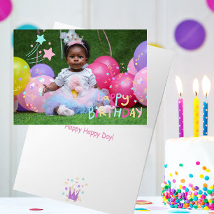 Adorable Little Girls Photo Folded Birthday Card