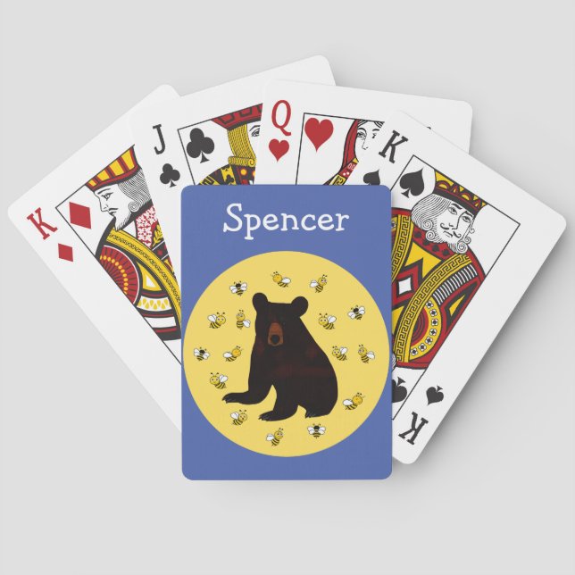 Adorable Little Honey Bee Bear Playing Cards (Back)
