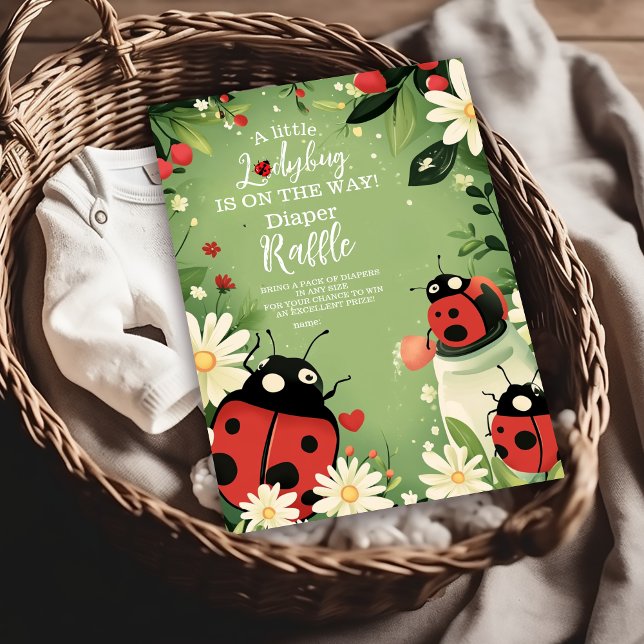 Adorable Little Ladybug Girl Baby  Diapper Raffle Enclosure Card (Creator Uploaded)